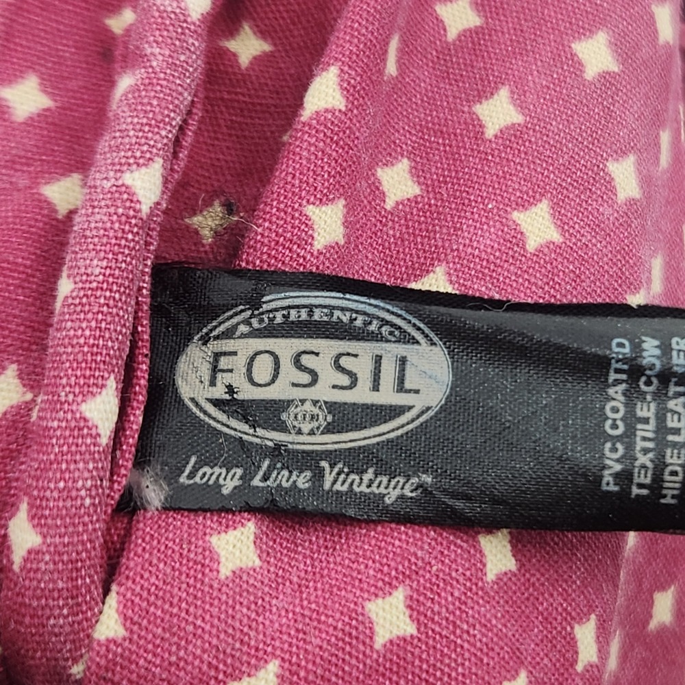Fossil Key-Per Crossbody Bag Multi Color Coated Canvas Knit Print Small Purse - Picture 9 of 14